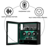 MHB 3-in-1 Fingerprint Lock LCD Remote Control Premium Watch Winder - MHB22B-034